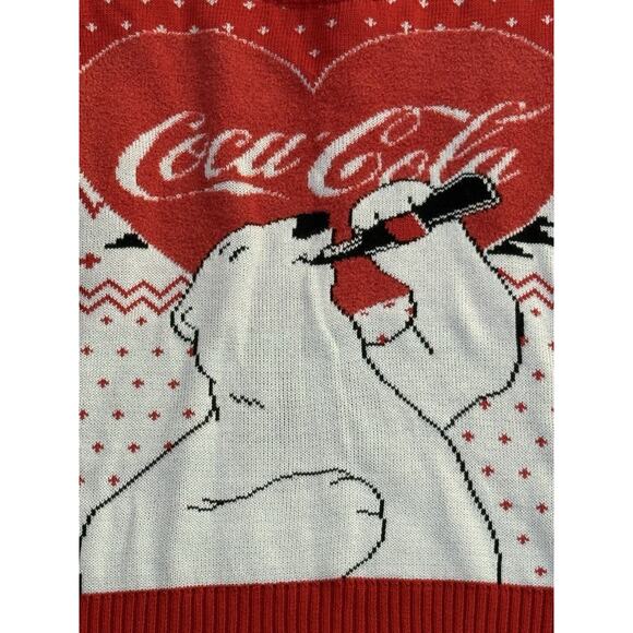 Vintage Coca-Cola Polar Bear “ugly” Christmas Sweater Red White Trees Holiday L - Picture 7 of 7
